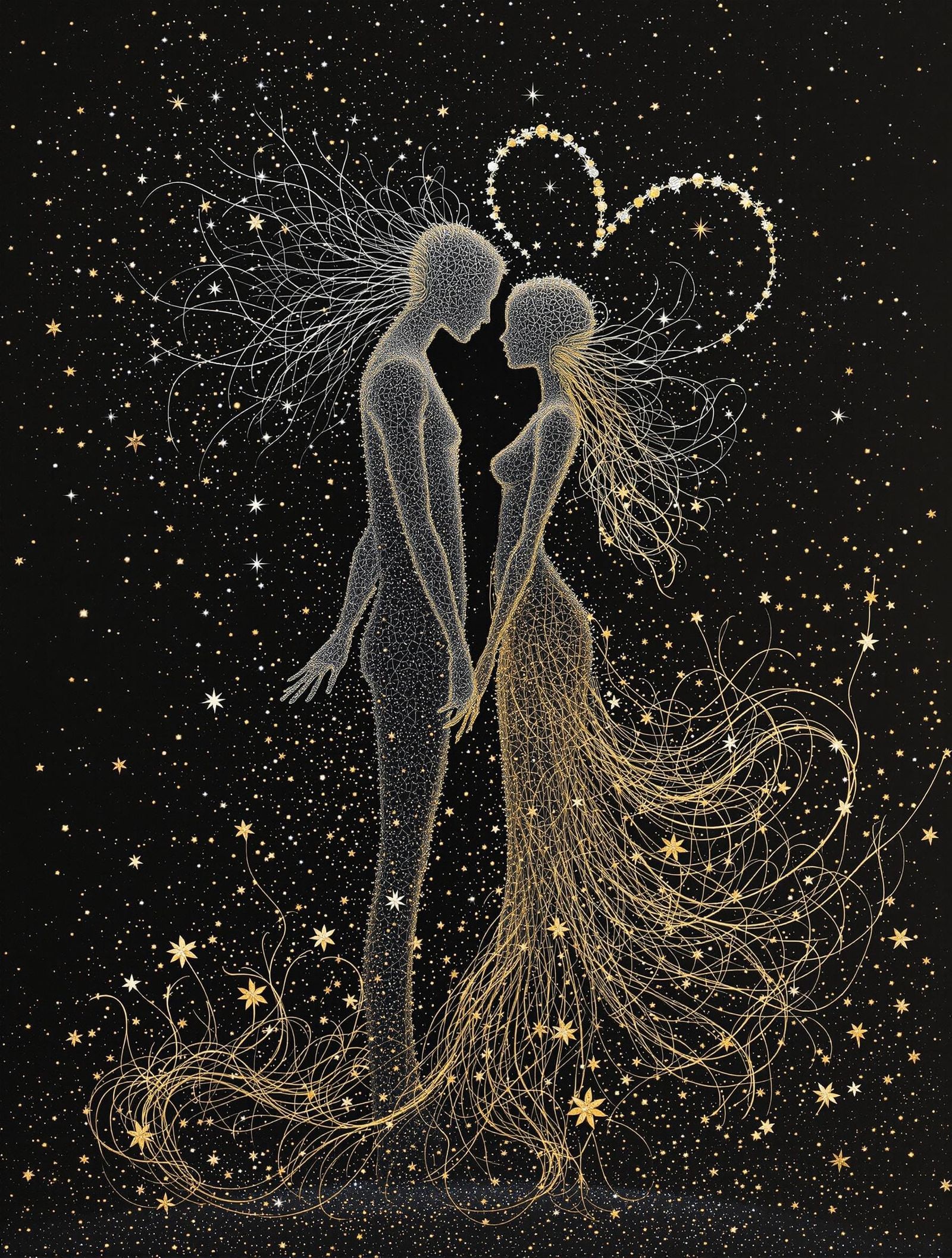 Lukas & Portia Petallic Humanoid Stick-Figures