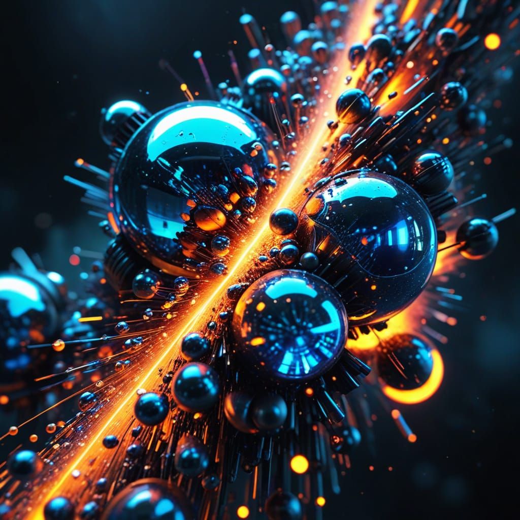 Vibrant Sci-Fi Beads Blasting in Neon Glow