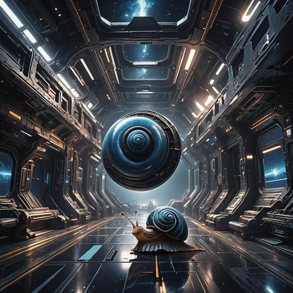 A Helixoid alien levitates, and its pet snail :)