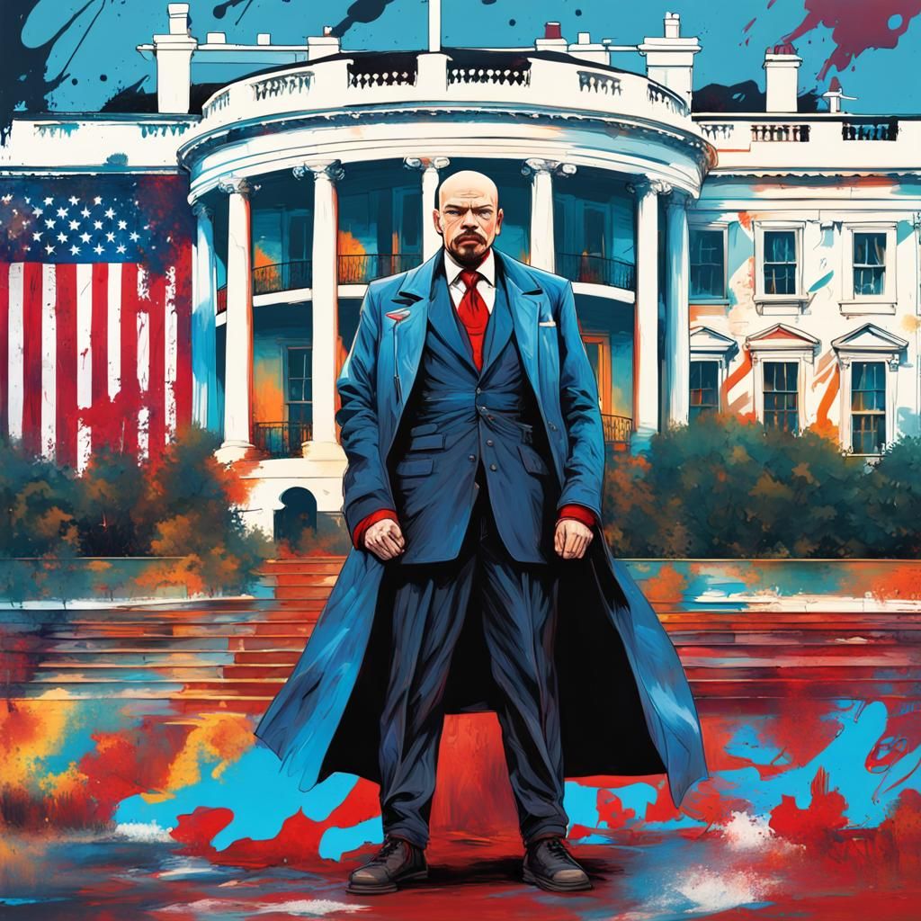 Lenin as Captain America in Graffiti Art