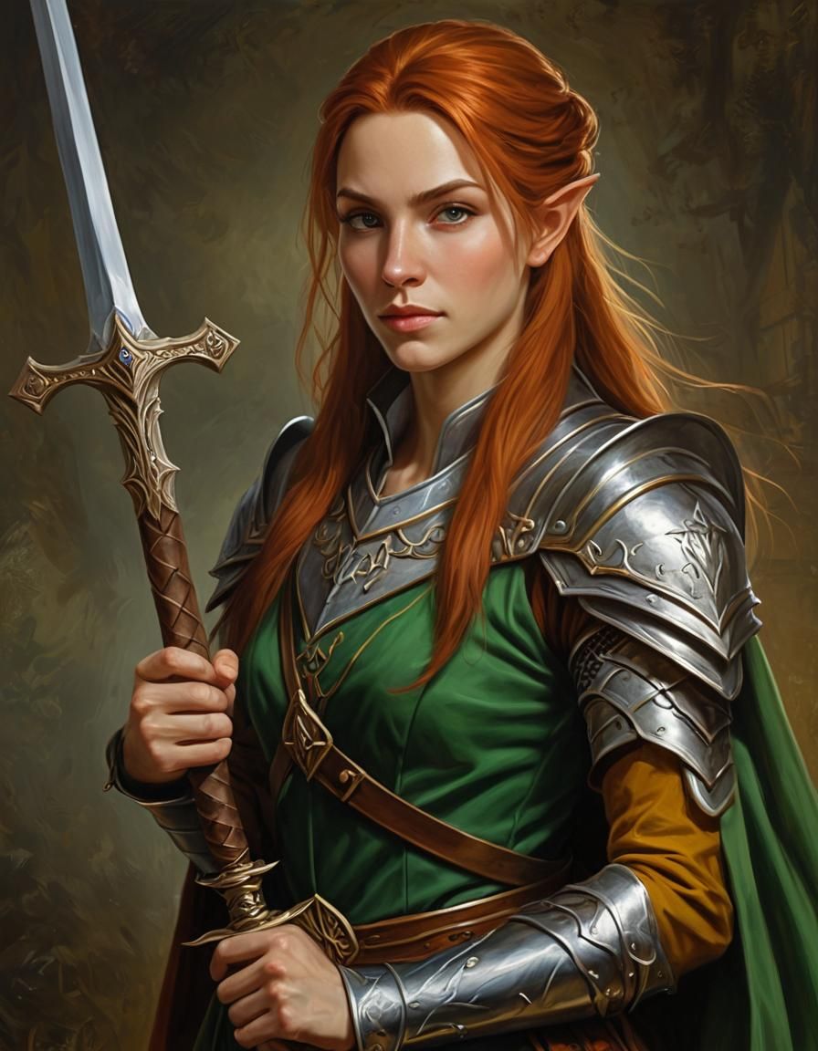 Elven Battlemage Portrait in Academicist Oil Paint