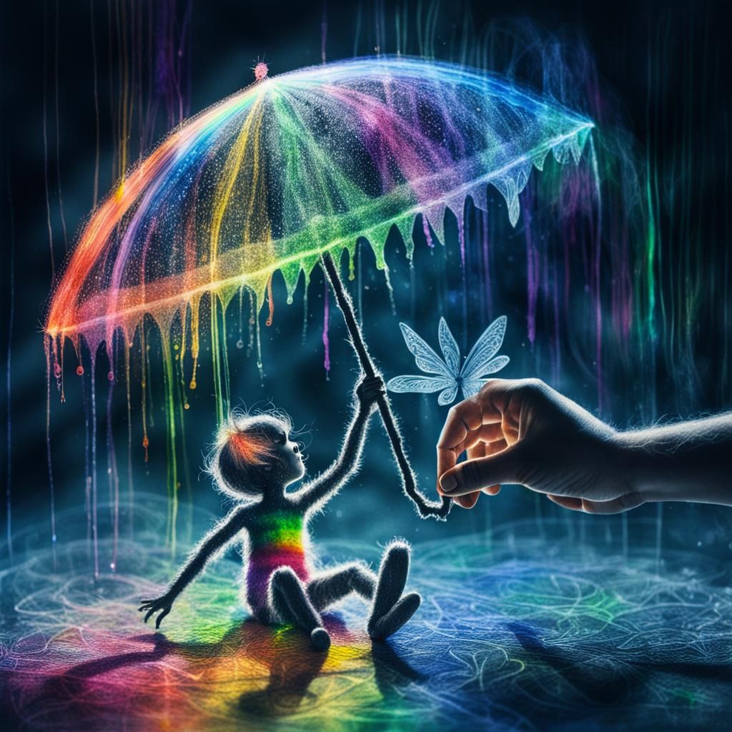 Surreal Fairy Crayon Drawings in Rayograph Style