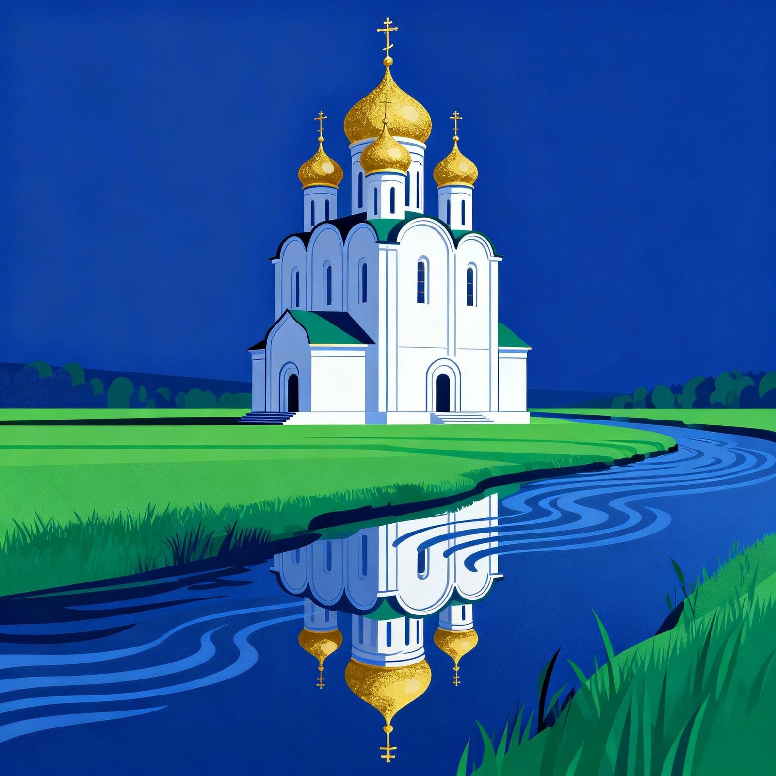 Orthodox Church Logo Art with Golden Domes