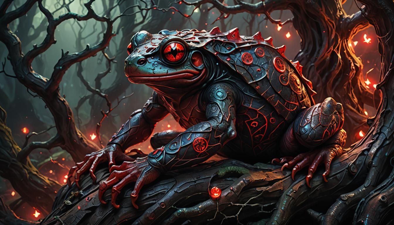 Evil Demon Frog in Mystical Dark Fantasy Art