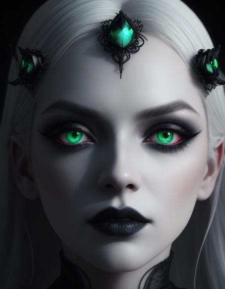 Ethereal gothic vampire young lady with long white hair and ...