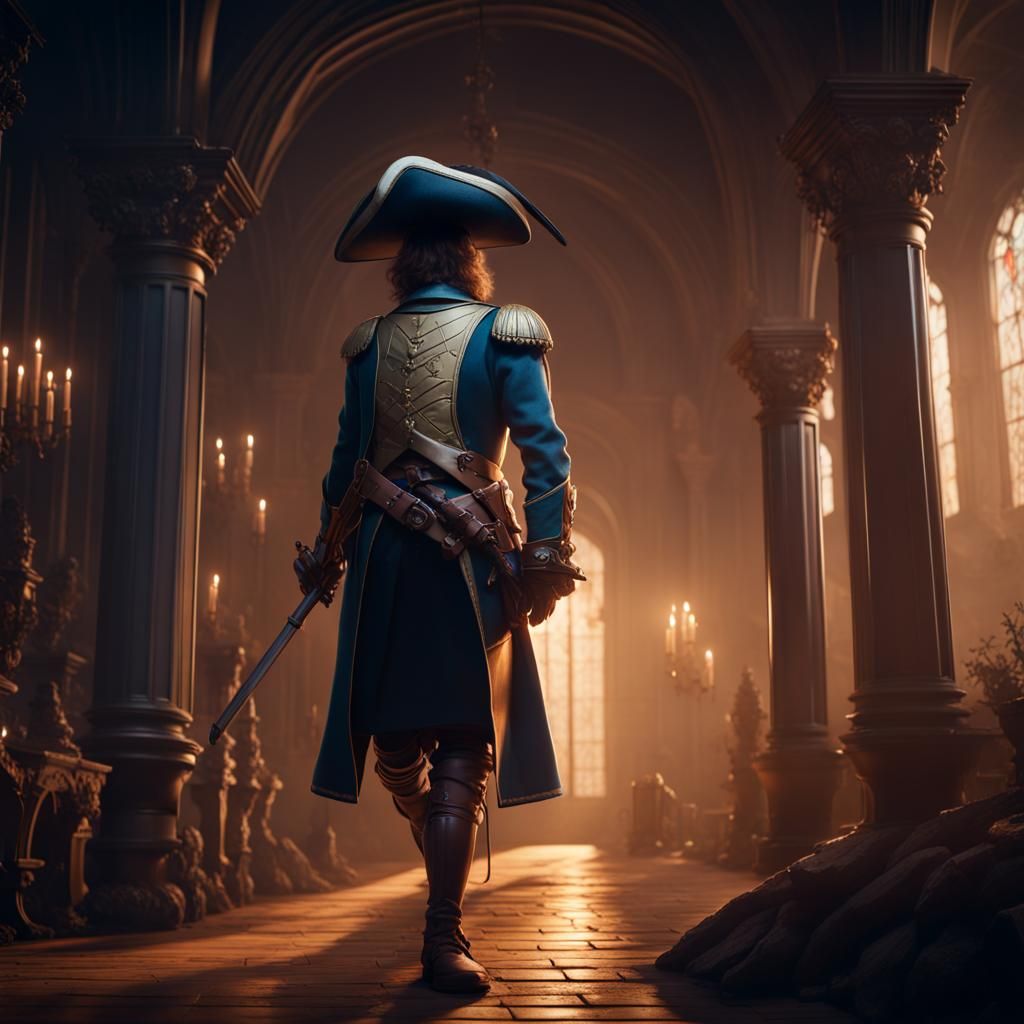 Musketeer in Dark Alley: Fantasy Concept Art