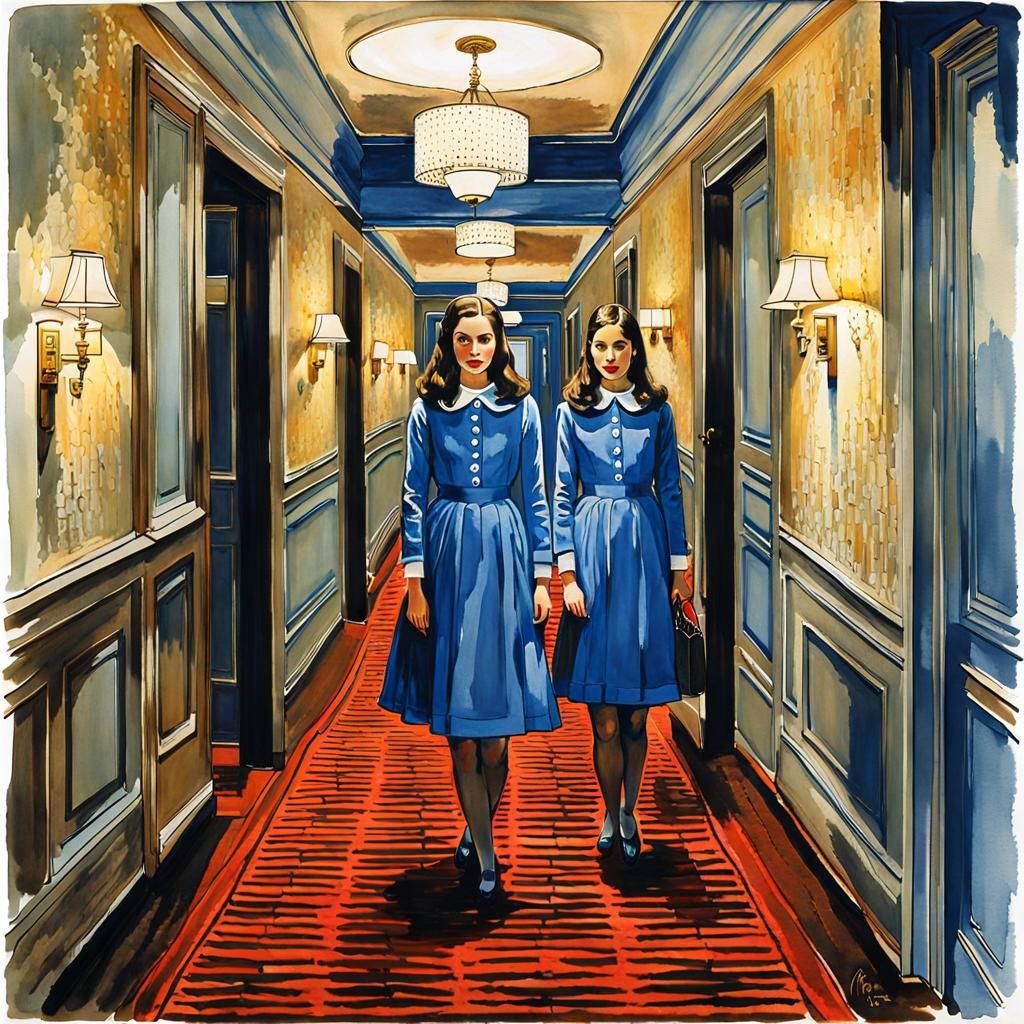 Grady Twins Impressionistic Watercolor Painting
