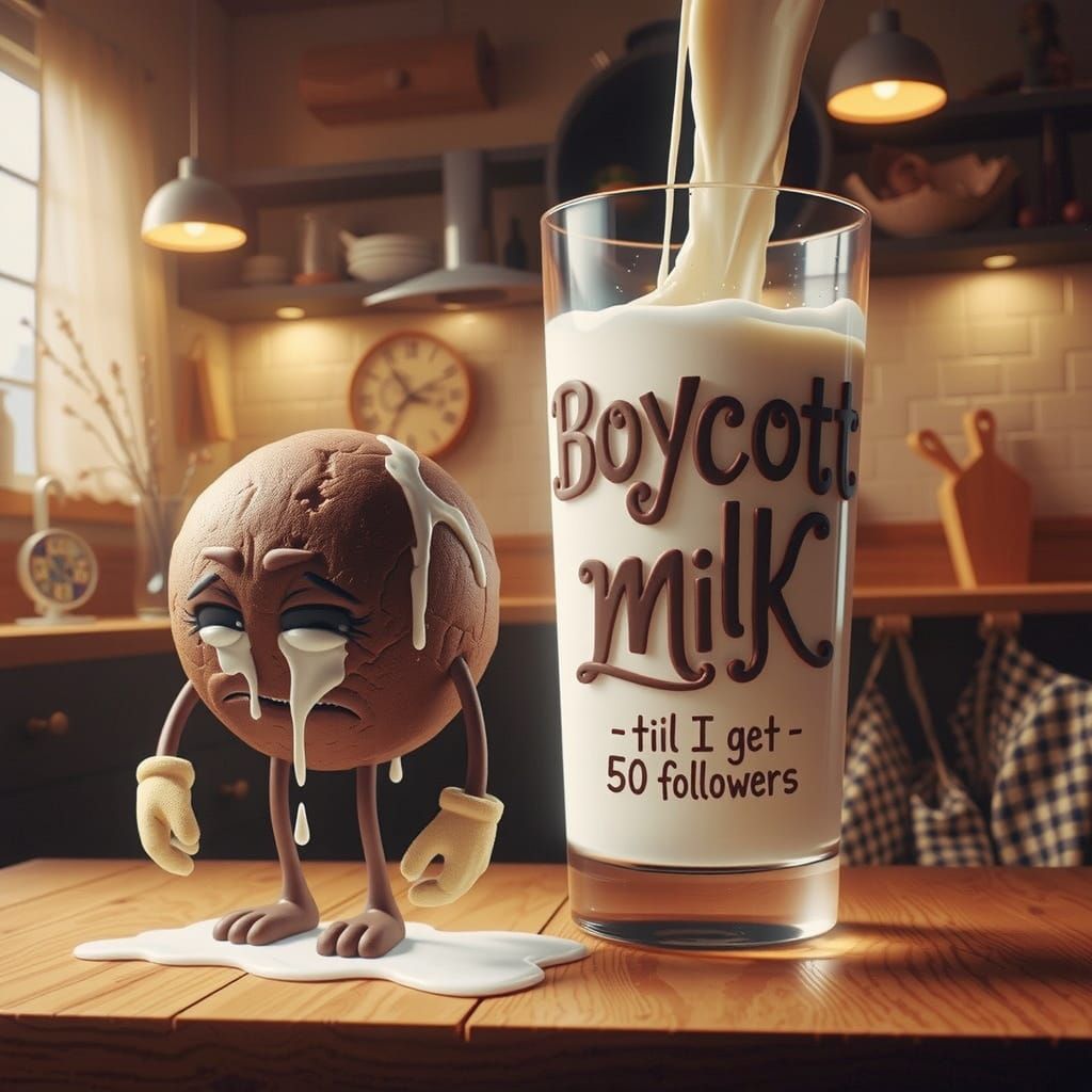Boycott Milk Message with Sad Cookie Character