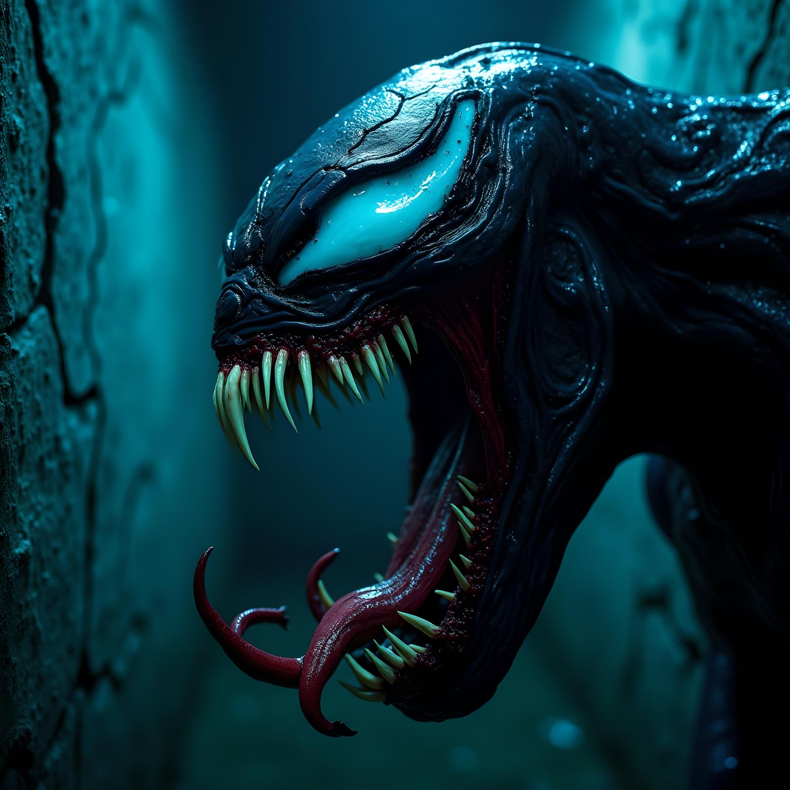 Venom Close-Up: Detailed Film Key Art Portrait