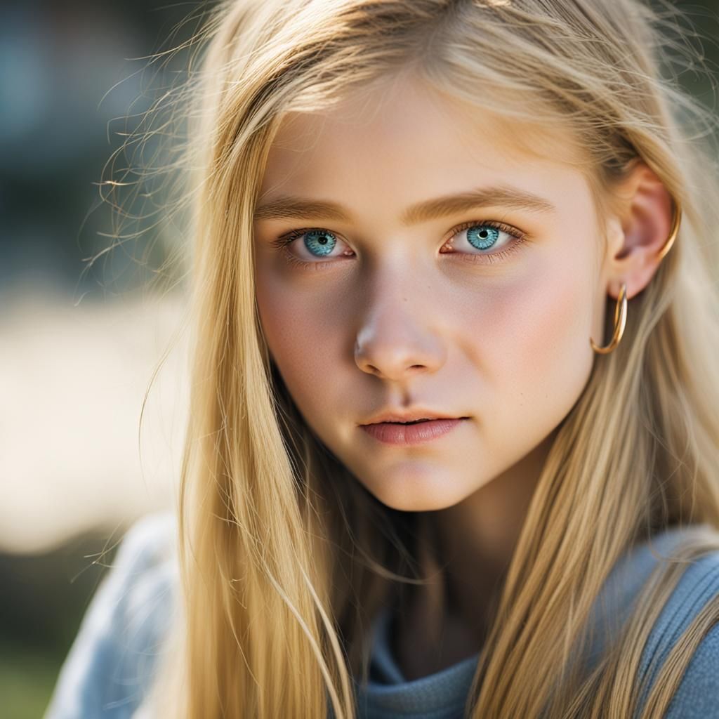 Portrait of a Blonde Girl with Blue Eyes
