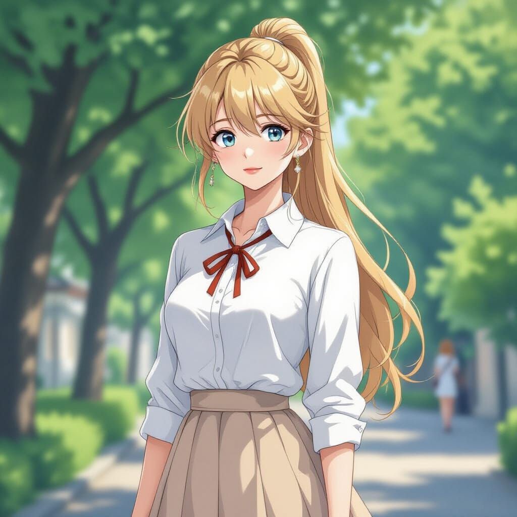 Kiki Seiran in Anime Style with Blonde Ponytail