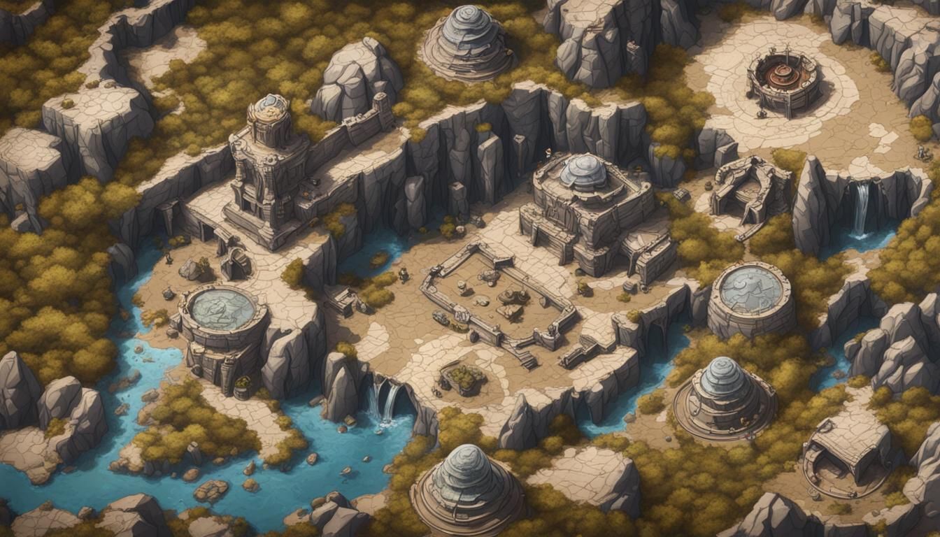 Giant Canyon Courtroom with Dragon Statues