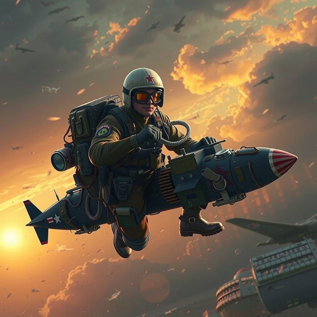 WWII Jet Pack Trooper in Earth-Toned Leather, Syd Mead-Inspi...