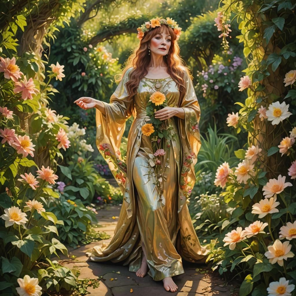 Impressionist Portrait of the Flower Giver Goddess