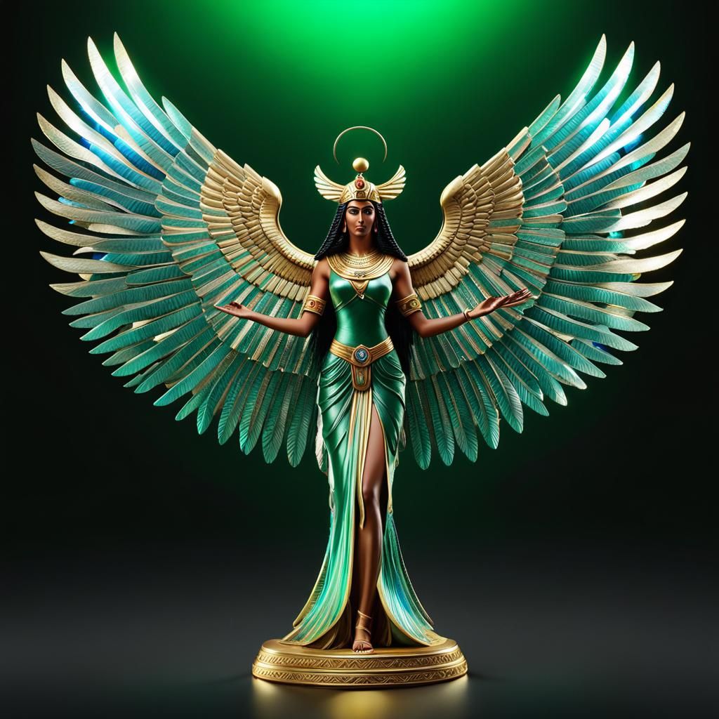 Egyptian Goddess Isis with Bioluminescent Wings