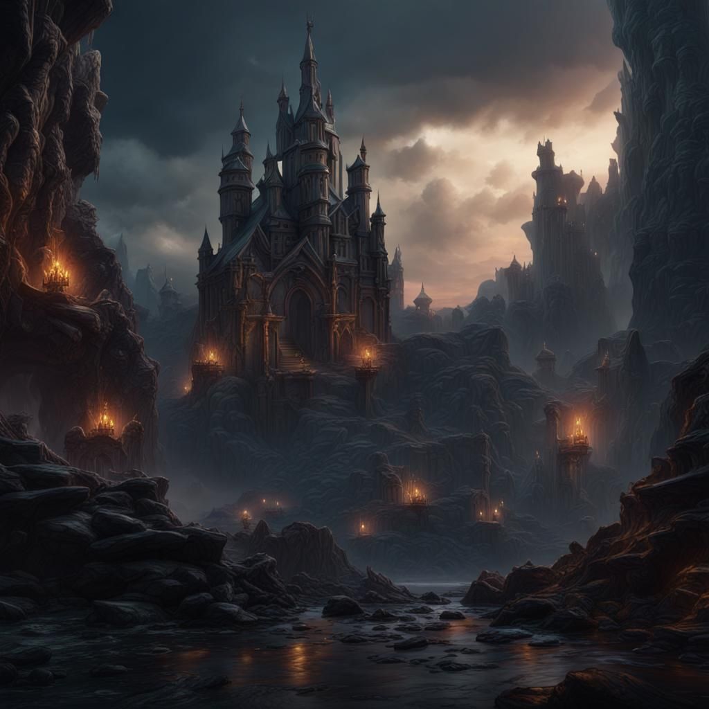 Darkness Rising Fantastical Matte Painting in Deep Color