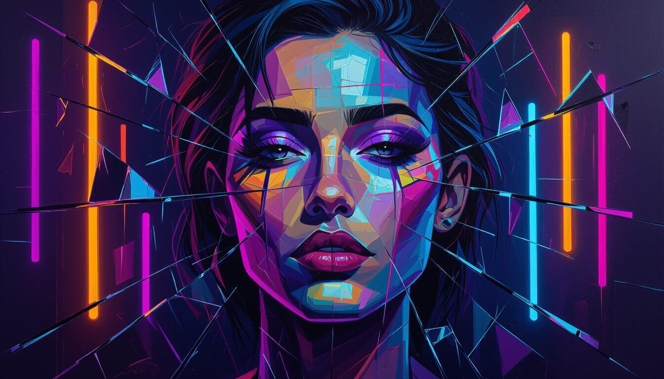 Surreal Portrait in Abstract Expressionist Oil Painting