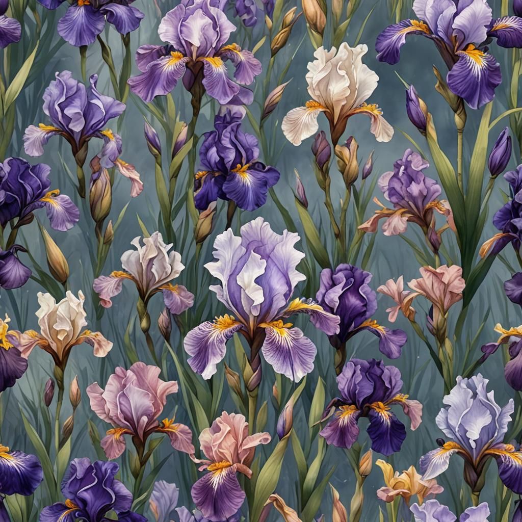 Fantastical Iris in Detailed Matte Painting Style