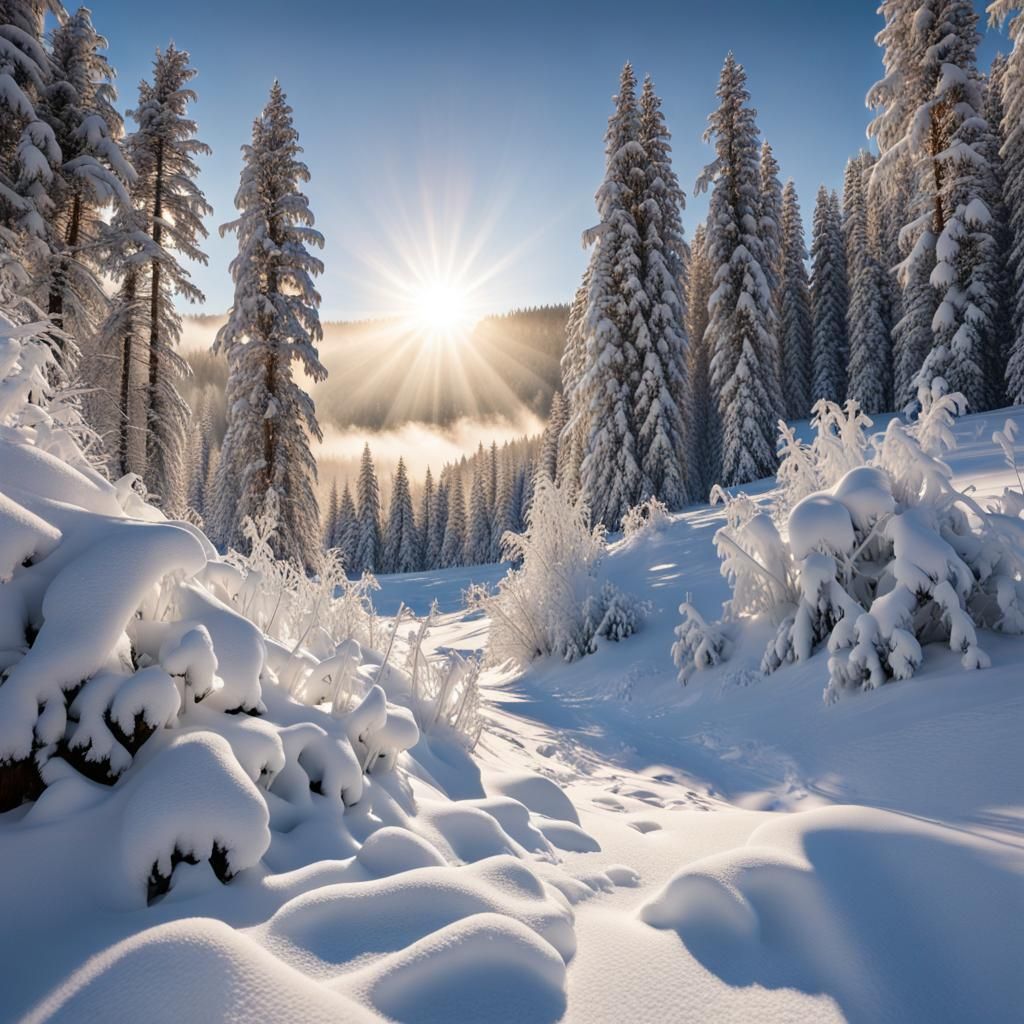 Epic Winter Scenery with Steampunk Engine