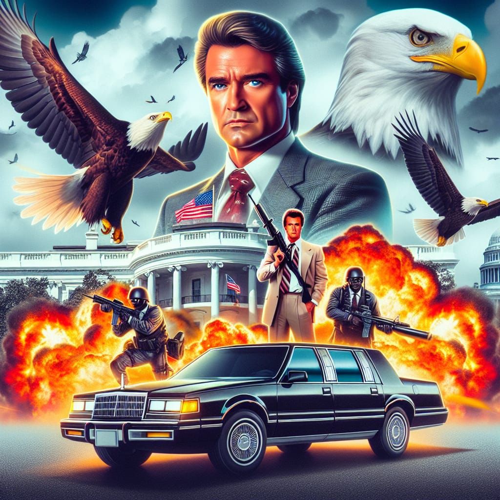 Explosive 80s Action Scene at the White House