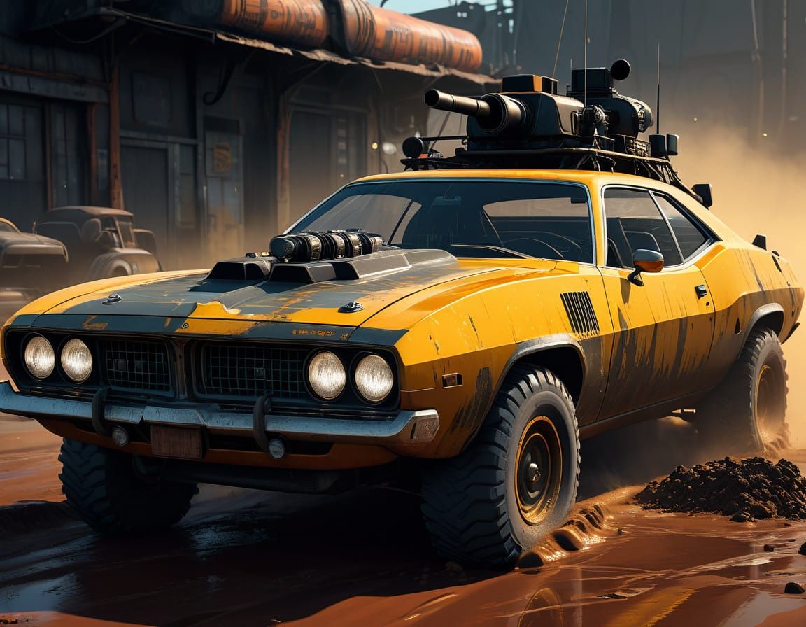 Gritty Post-Apocalyptic Road Warrior in Mad Max-Inspired Dig...