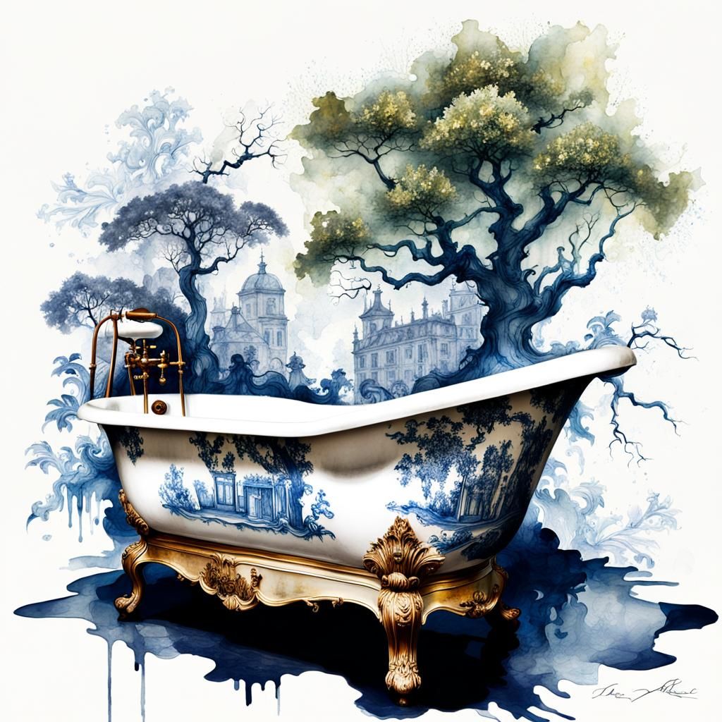 Watercolor Room with Toile de Jouy Furniture