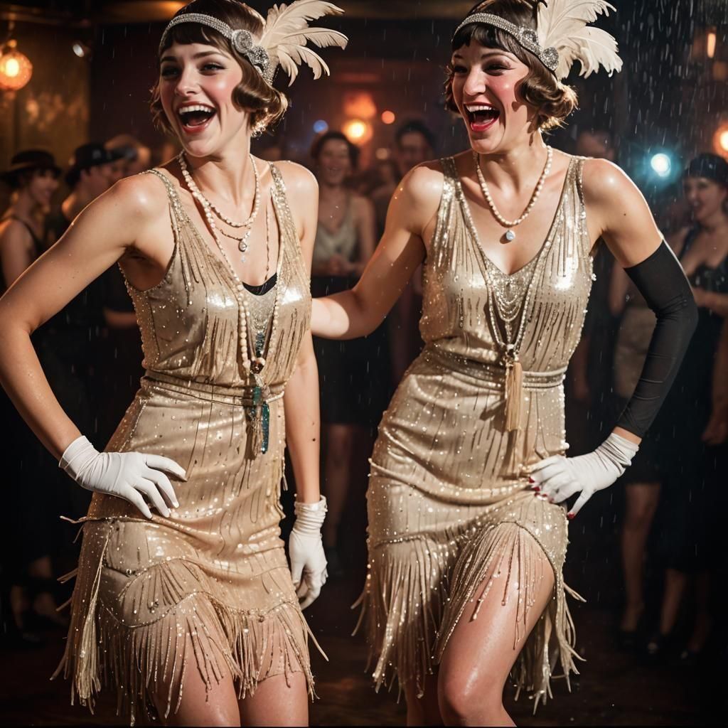 Women Dancing the Charleston with Joyful Expressions