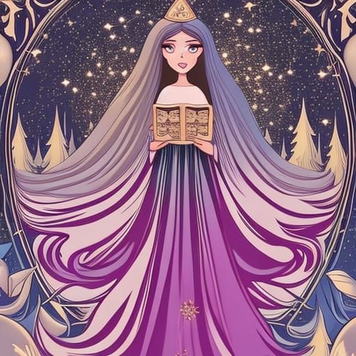 Ethereal Witch in Forest with Tarot Cards