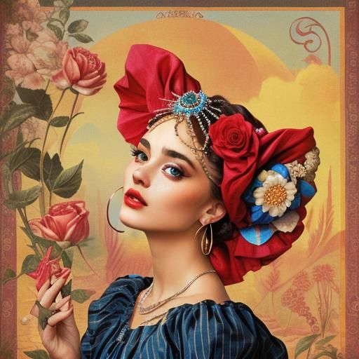 Surrealistic Frida Kahlo Portrait in 3D