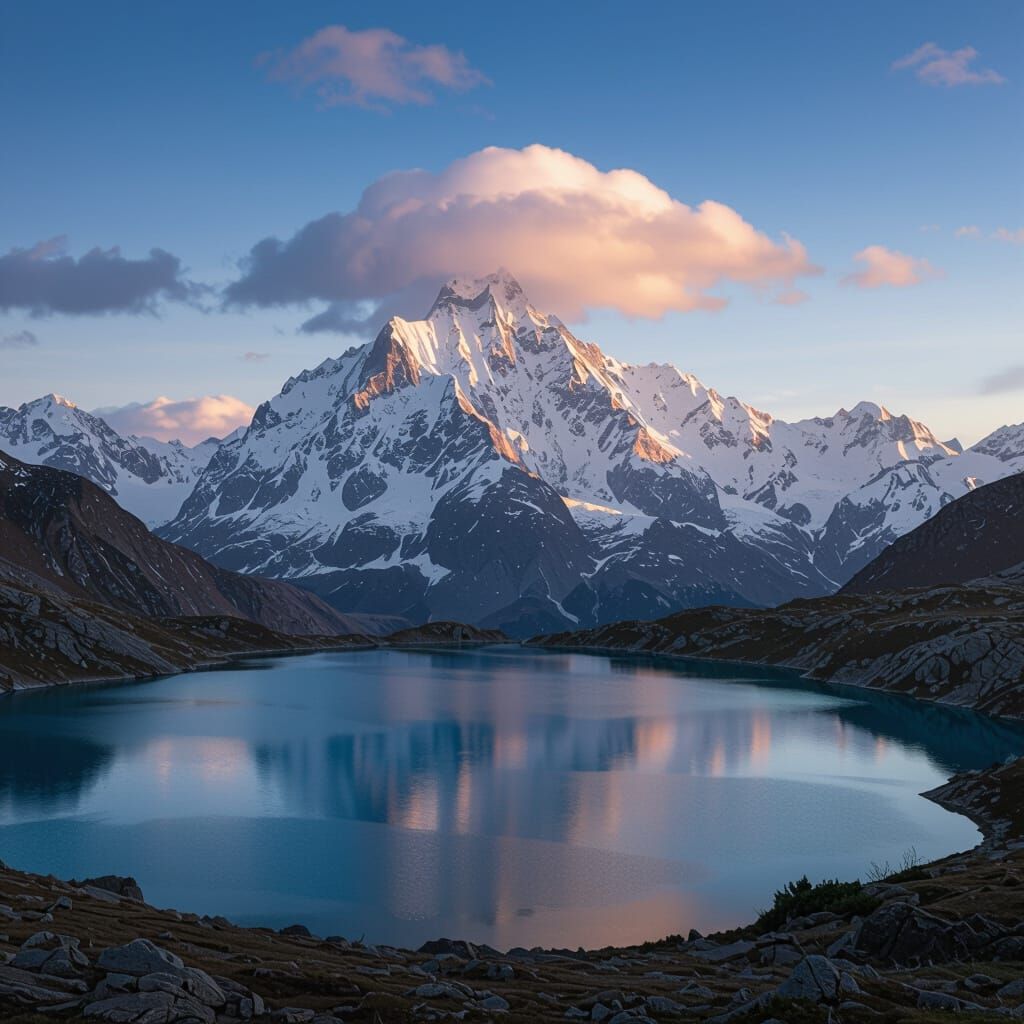 Golden Hour Sunrise Over Snow-Capped Mountains