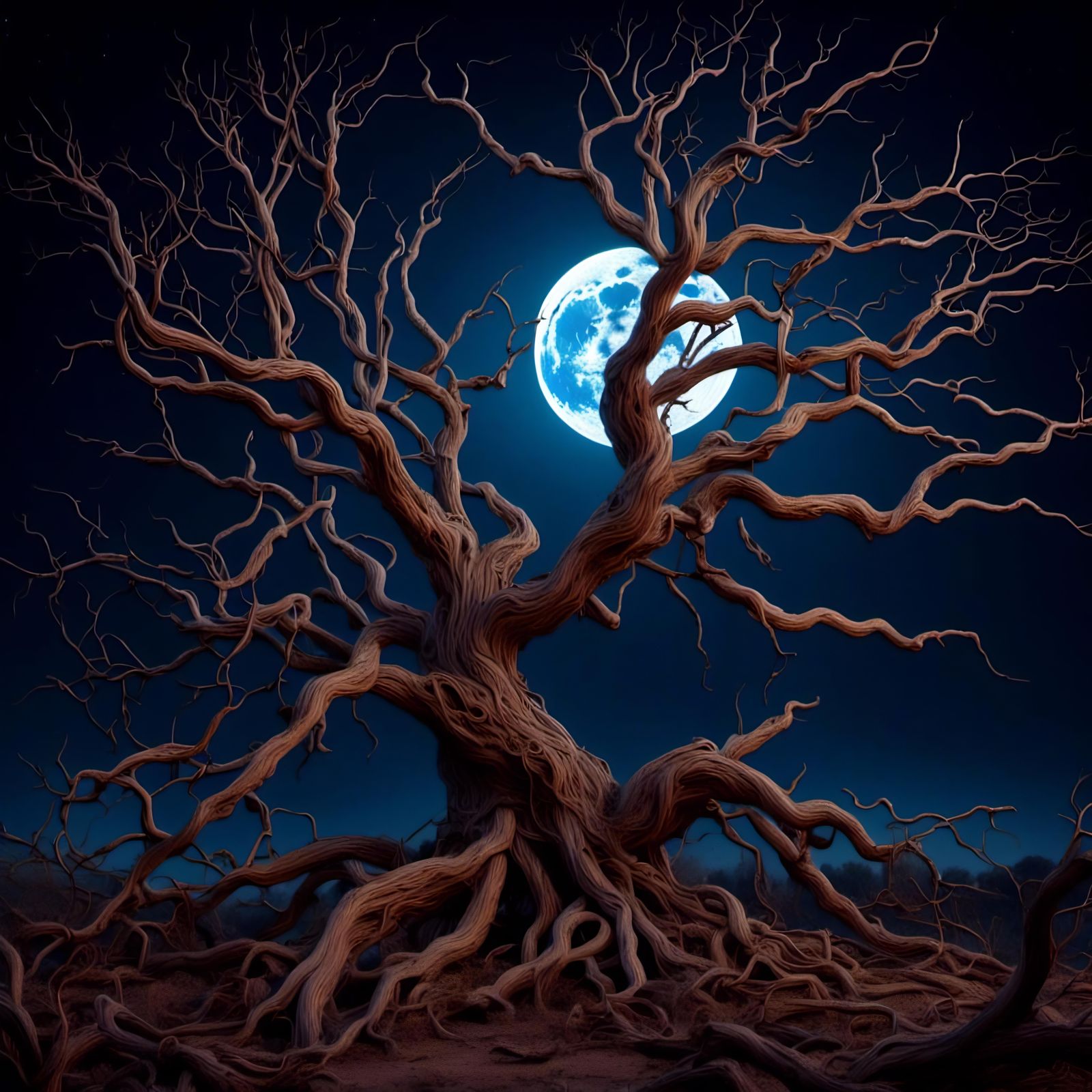 Lunar Gaze Through Barren Boughs