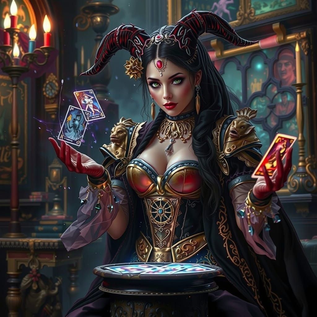 Mystical Witch Deciphers Fate in Dark Surrealism