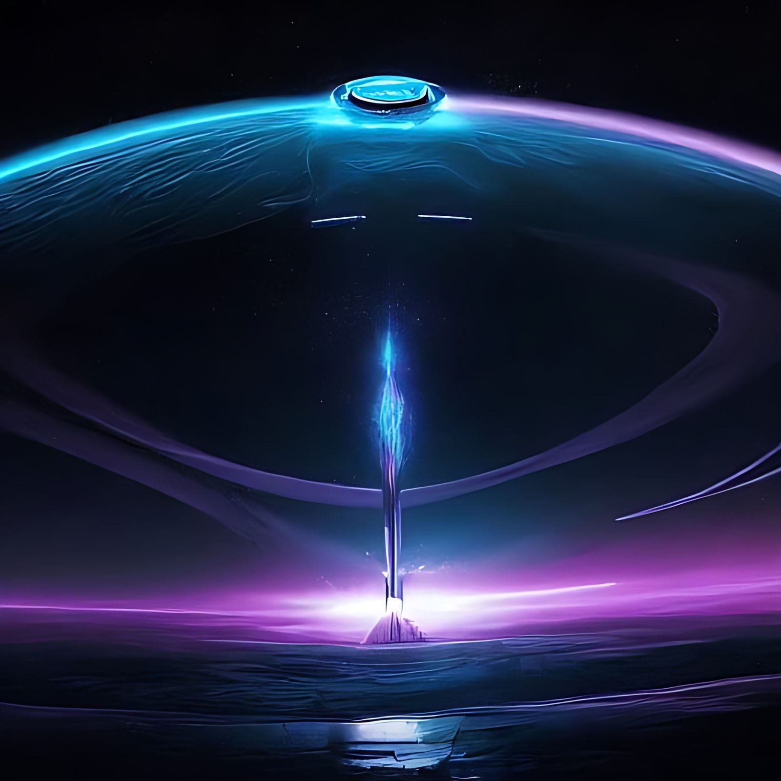 Cosmic Portal in Cyberpunk Atmosphere