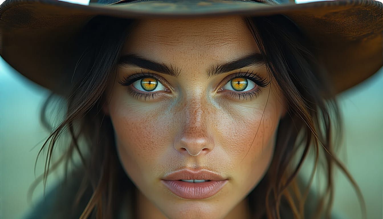 Intense Amber Eyes in Dramatic Cinematic Portrait