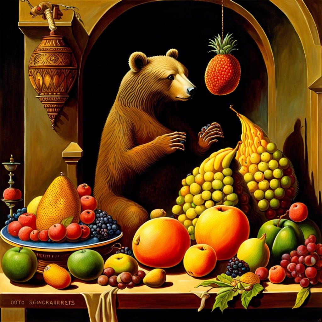 Surreal Nativity of Bear Still Life