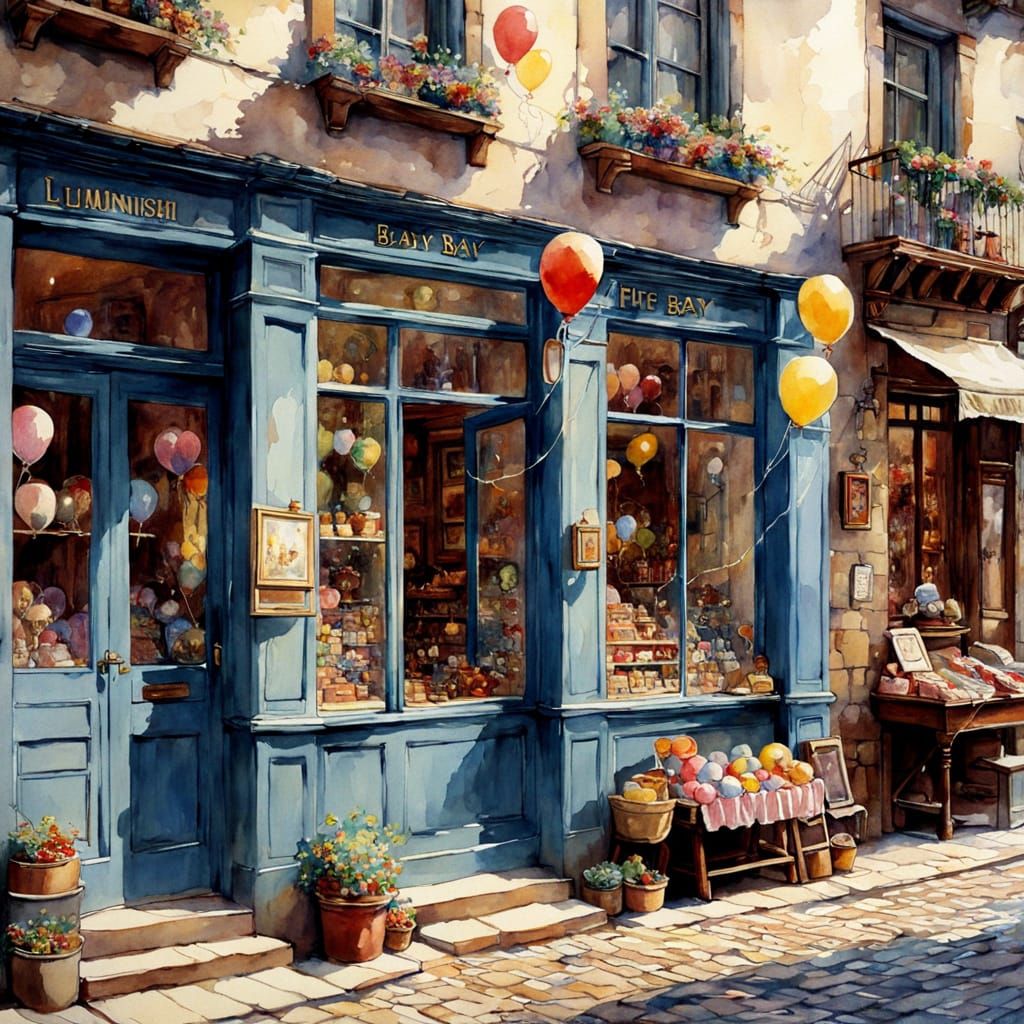 Vintage Toy Shop on Cobblestone Street