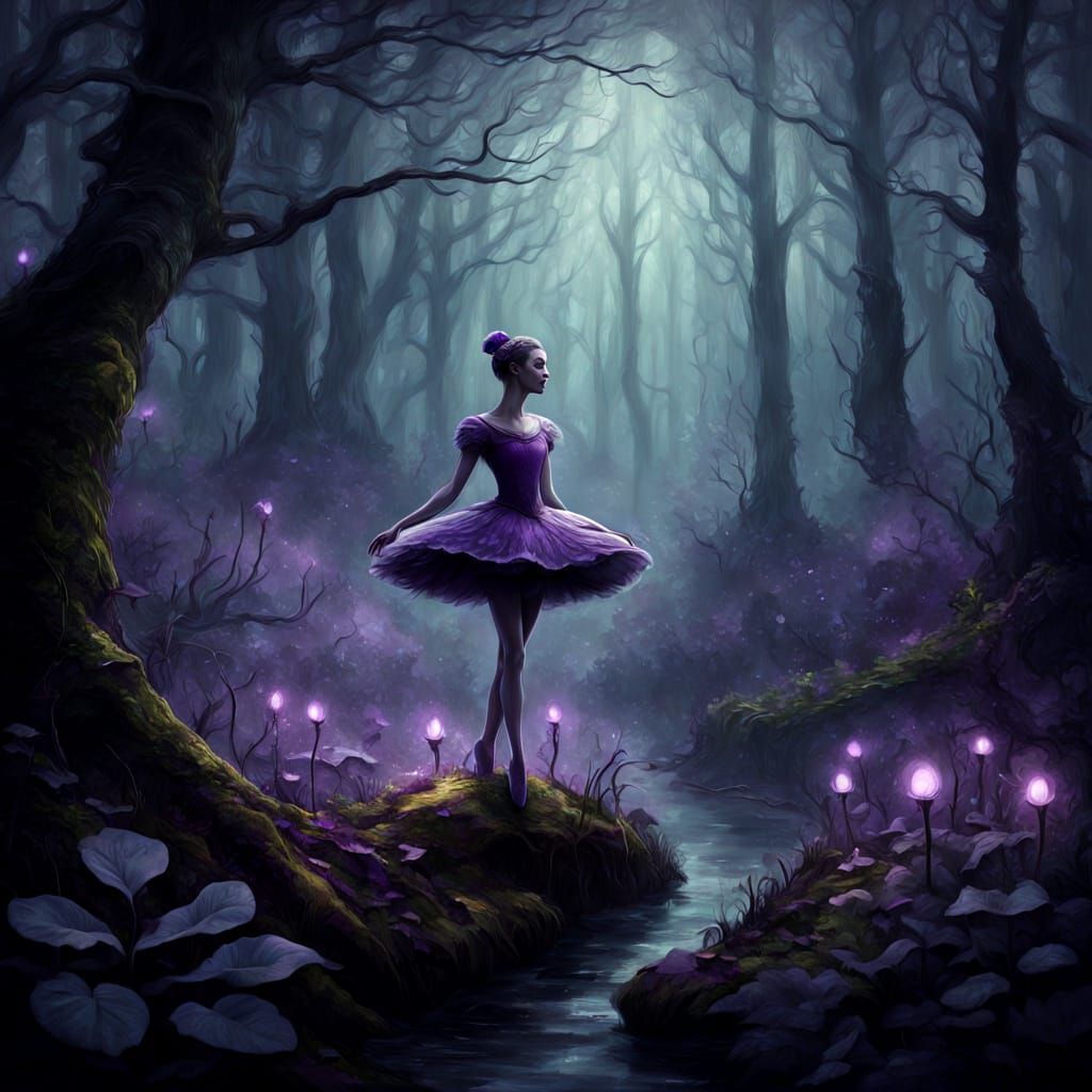 Macabre Ballerina Dances in Mysterious Mannerist Forest