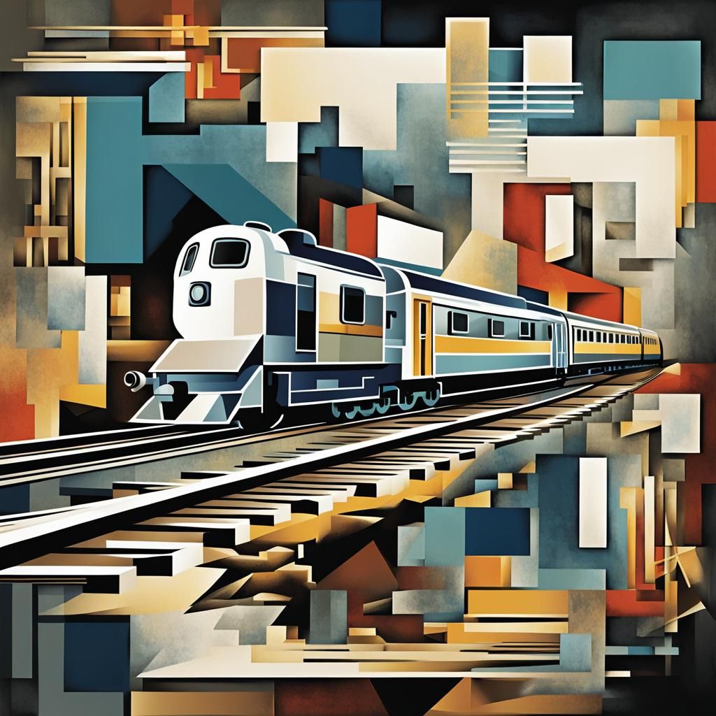Canva Train, cubisme, picasso