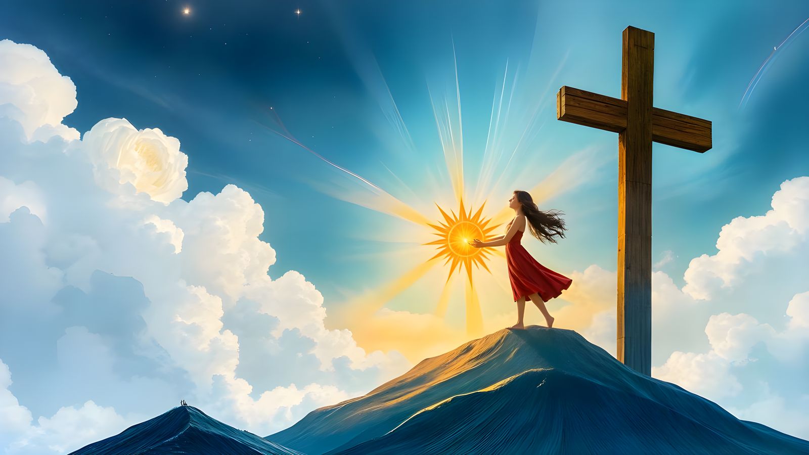 Ethereal Spiritual Landscape in Watercolor Style