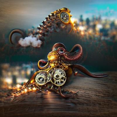 Steampunk Octopus Mechanical Marvel