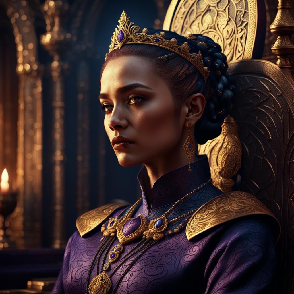 Dark Fantasy Queen in Throne Room Concept Art