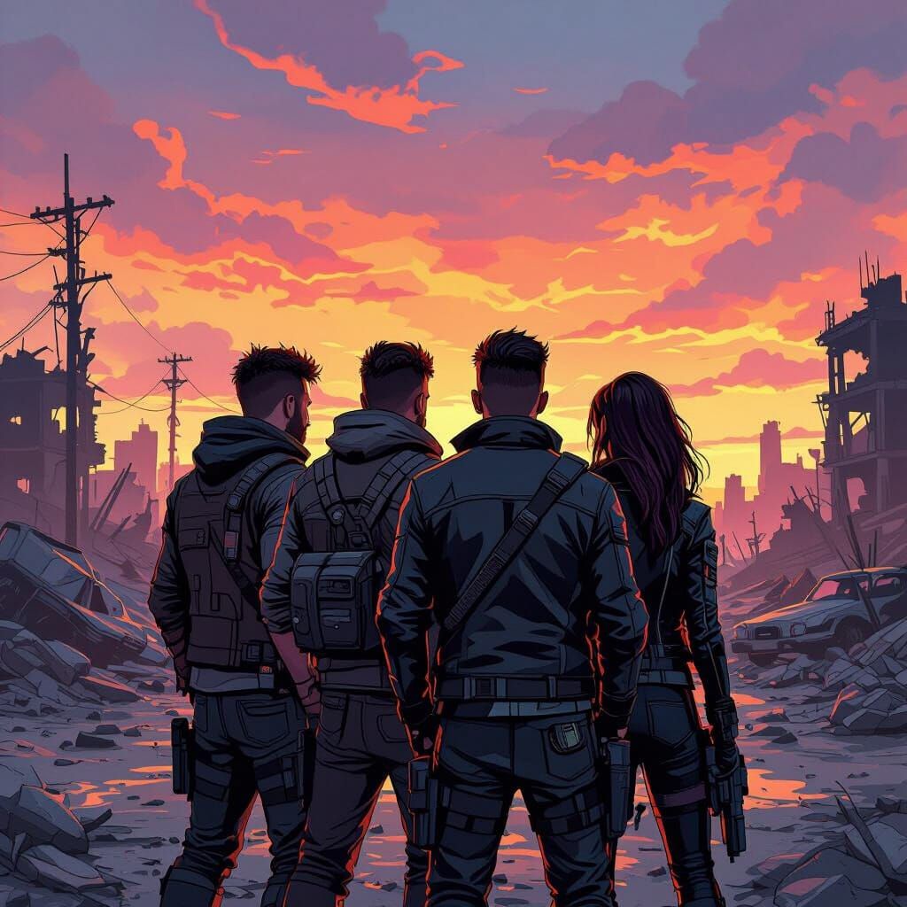 Four Adventurers in a Post-Apocalyptic Wasteland