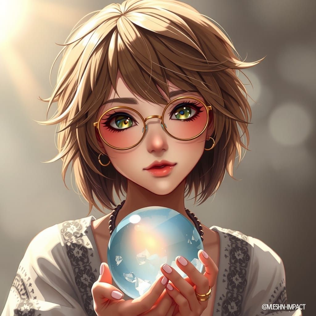 Ethereal Boho Chic Goddess with Crystal Ball