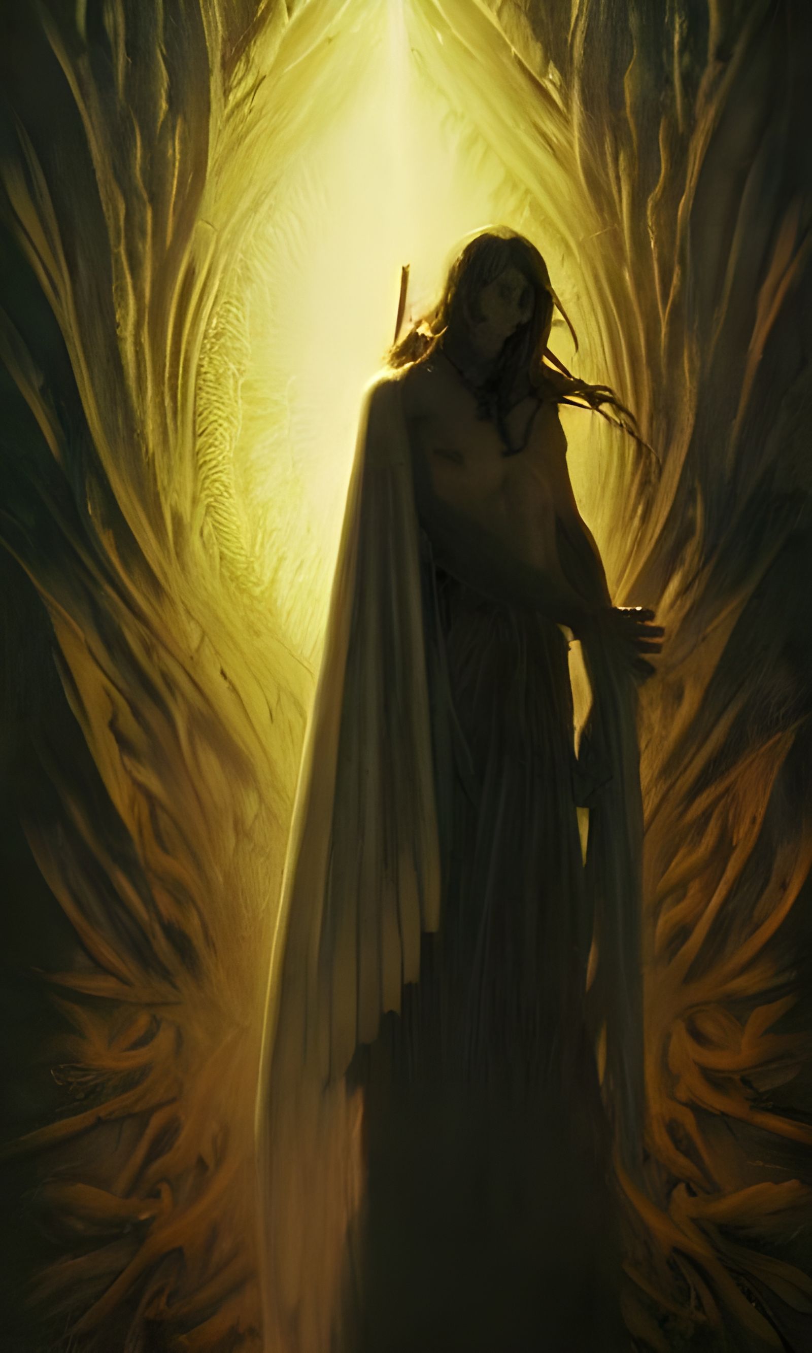 Angel and Demon Love in Hyperrealistic Horror Style