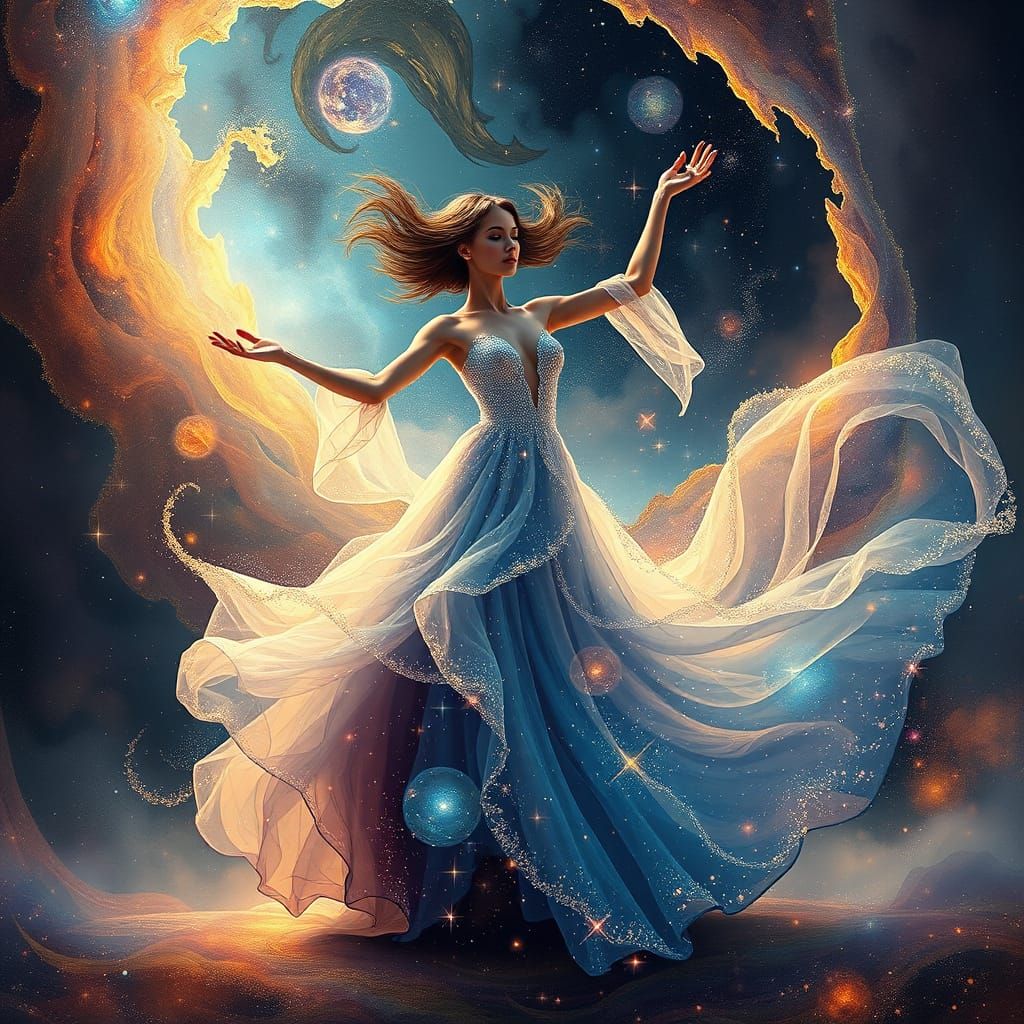 Cosmic Dancer in Dreamlike Digital Art