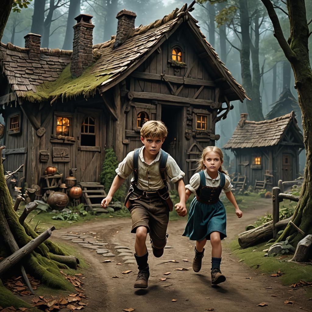 Hansel and Gretel Escape, Detailed Studio Photo