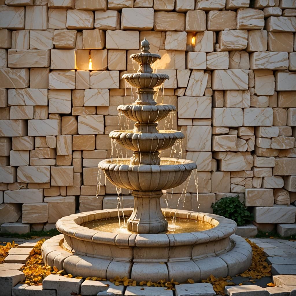 Golden Fountain of Youth in Marble
