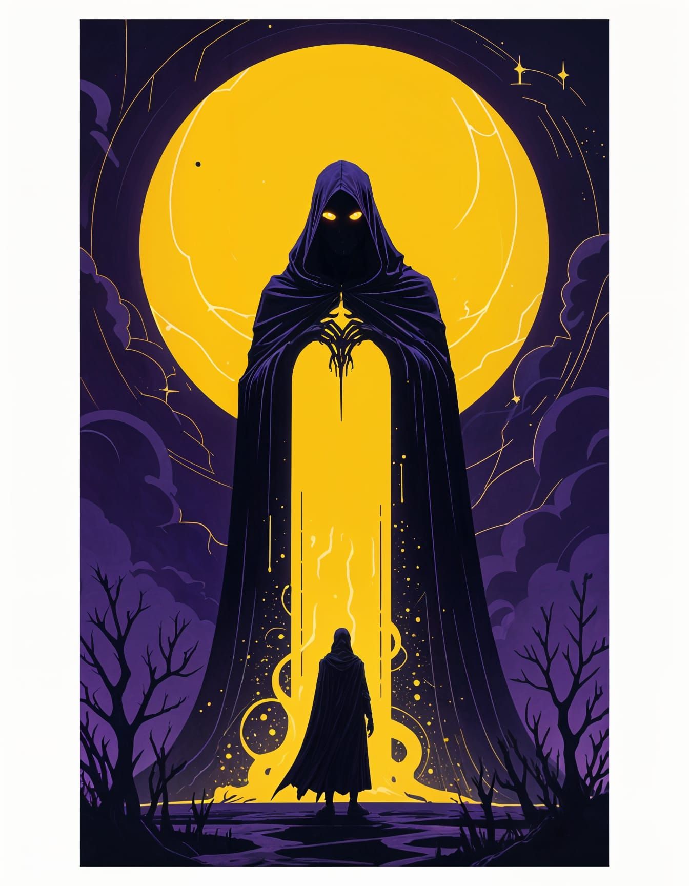 Dark Fantasy Concept Art of Grim Reaper Near Hell
