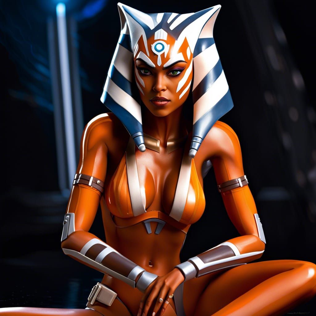 Hyperrealistic Ahsoka Tano Model in Transparent Bikini