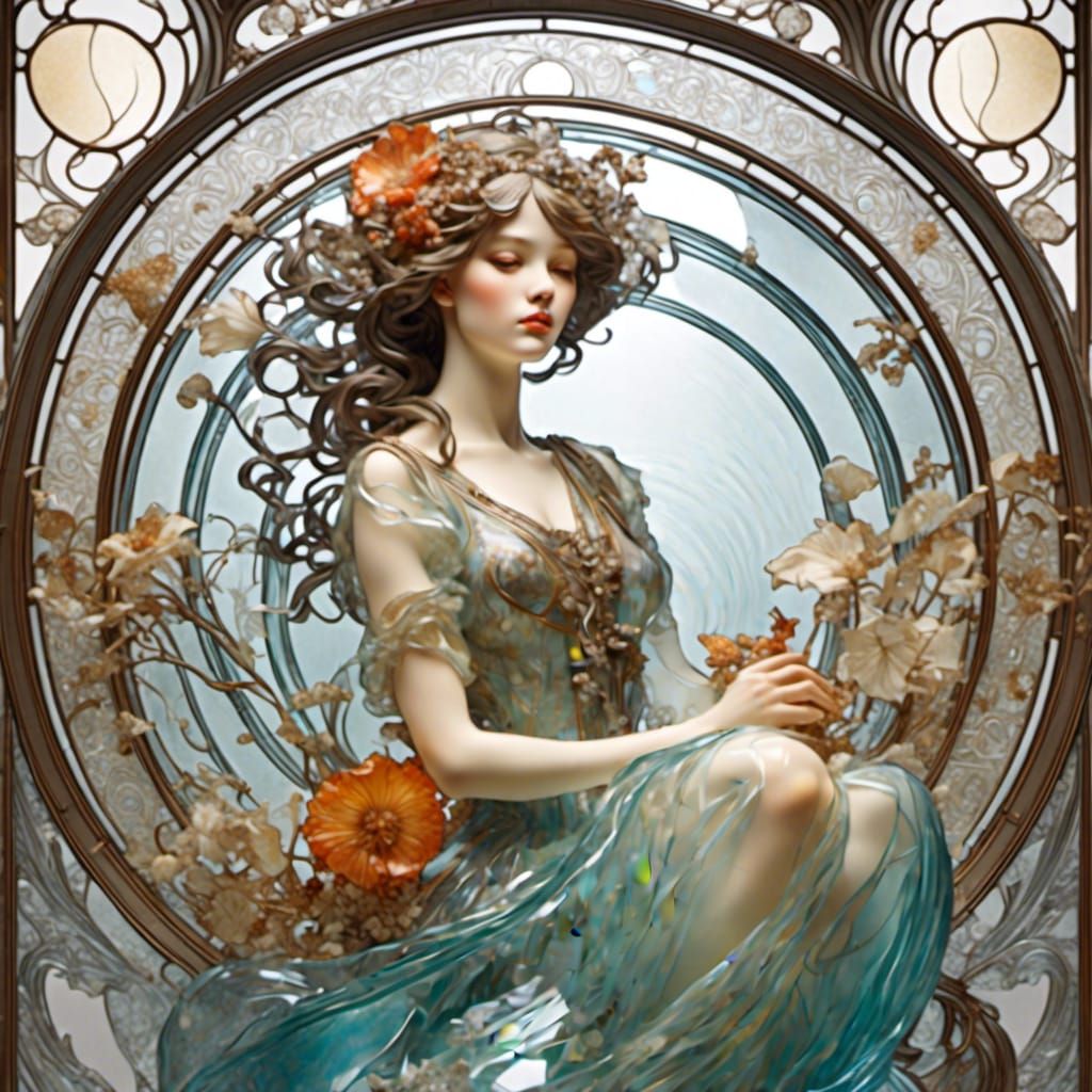 Art Nouveau Woman in Mucha Style